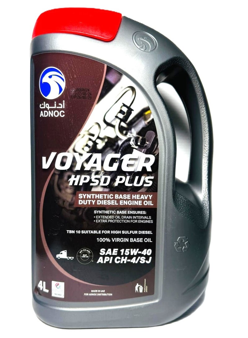 أدنوك زيت محركات ديزل اصطناعي 15W-40 من فويجر HPSD بلس، سعة 4 لترات - Image 1